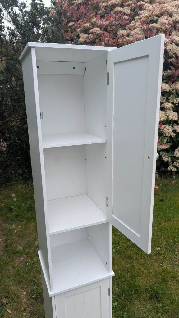 2 Door Tall Freestanding Bathroom Cabinet - White 