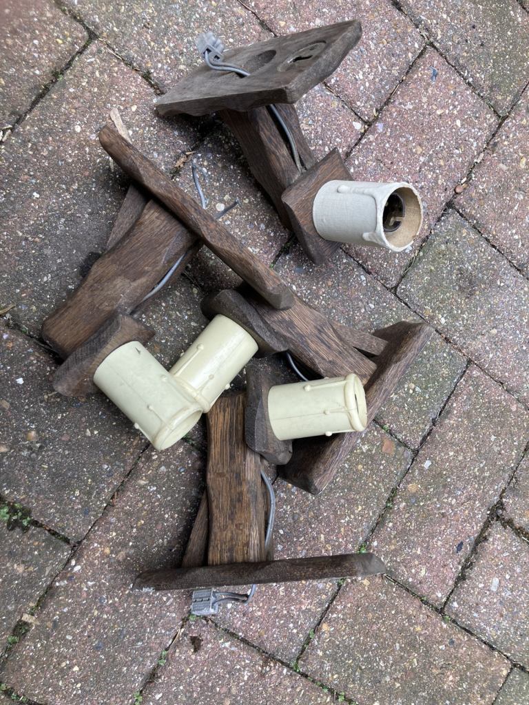 Vintage Wooden Wall Light Fittings (x4)