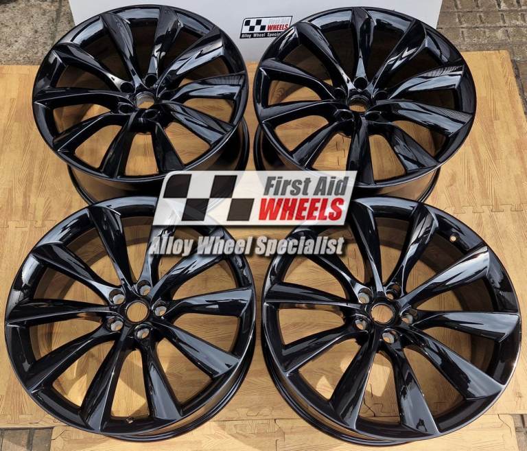 TESLA MODEL X 4x 22'' GENUINE TURBINE GLOSS BLACK REFURBISHED ALLOY WHEELS S621BG4