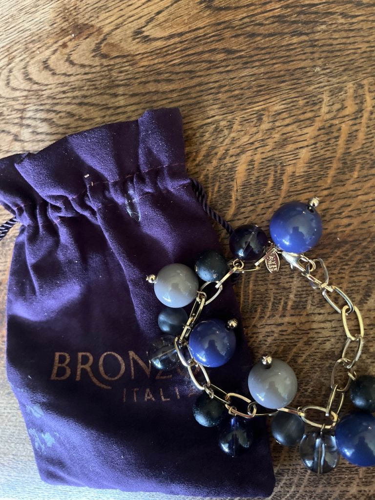 Bronzo Italia Beaded Bracelet with Charm Bag