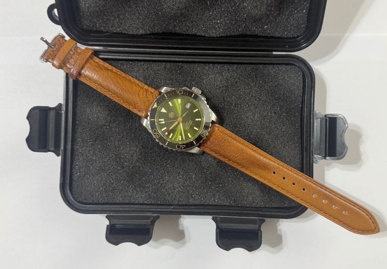 San Martin green dial GMT, men’s automatic watch 39mm, new strap; SN0136-G GMT