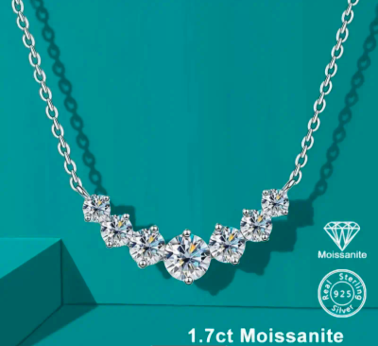 18k Gold Plated 925 Sterling Silver 1.7 Carat Moissanite 