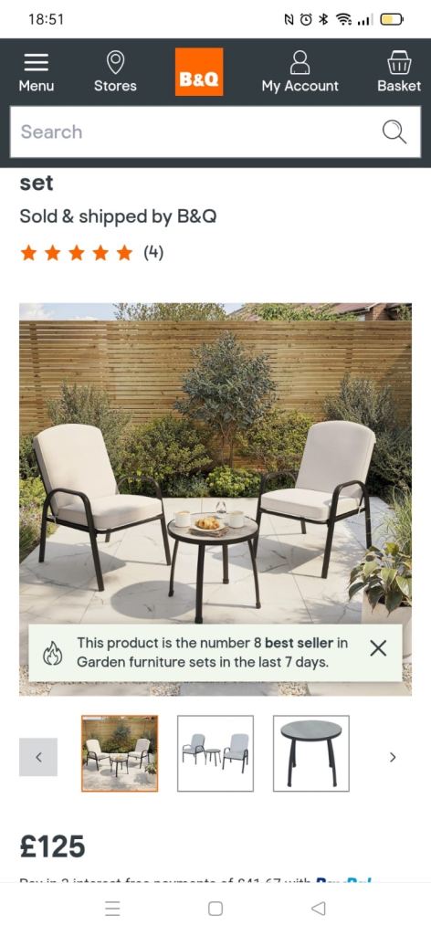 B&Q garden table and chairs 