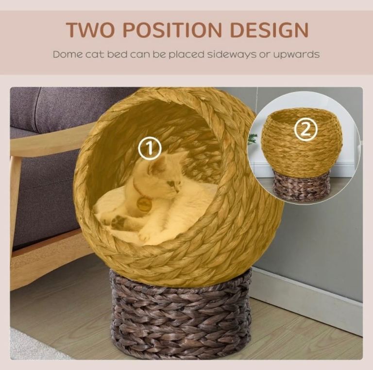 Pawhut Wicker Cat Bed. Includes cushion