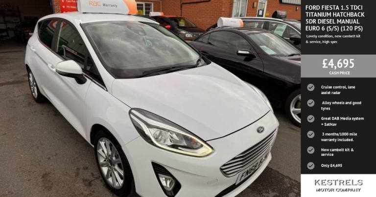 2018 Ford Fiesta 1.5 TDCi Titanium Hatchback 5dr Diesel Manual Euro 6 (s/s) (120 ps) Hatchback Di...