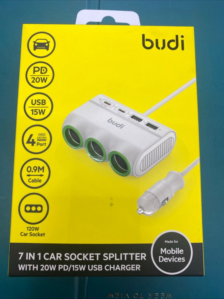 7 in 1 Car Socket Splitter With 20W PD/15W USB Charger