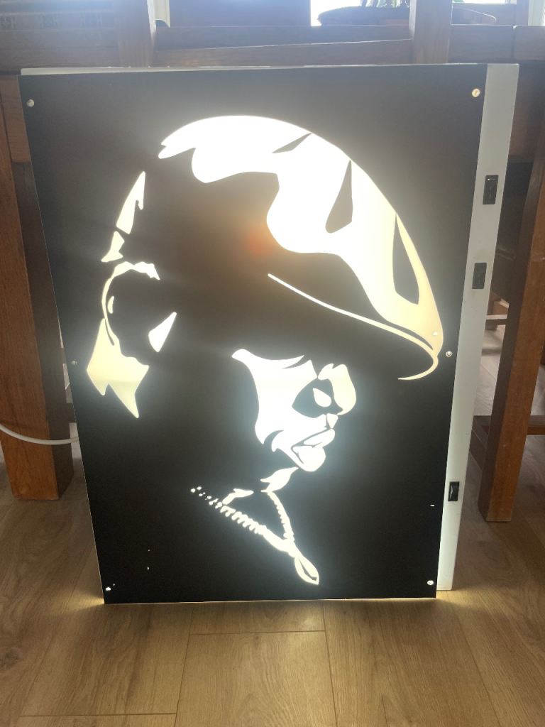 Original hospital x-ray viewing boxes transformed to wall mounted picture light boxes