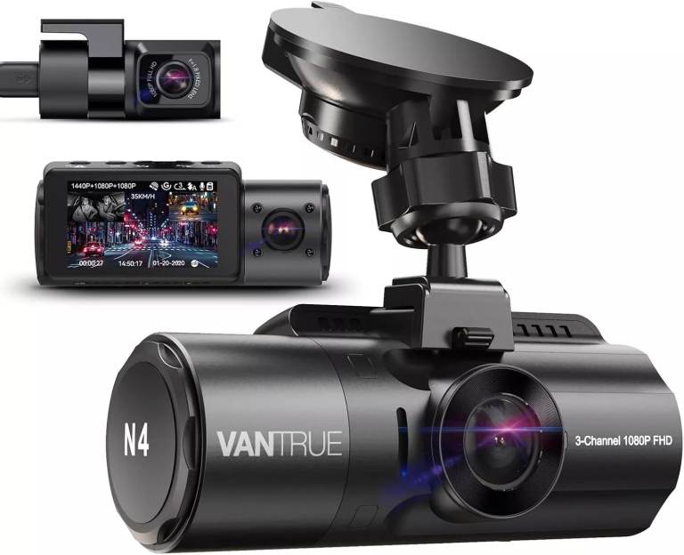 VANTRUE N4 3 Channel 4K Dash Cam, Front and Rear 4K+1080P plus SanDisk 512GB