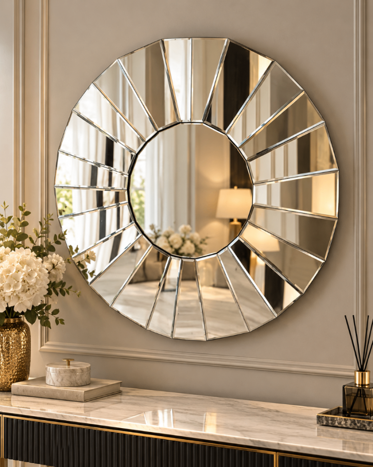 Stunning Art Deco Style Round Sunburst Wall Mirror