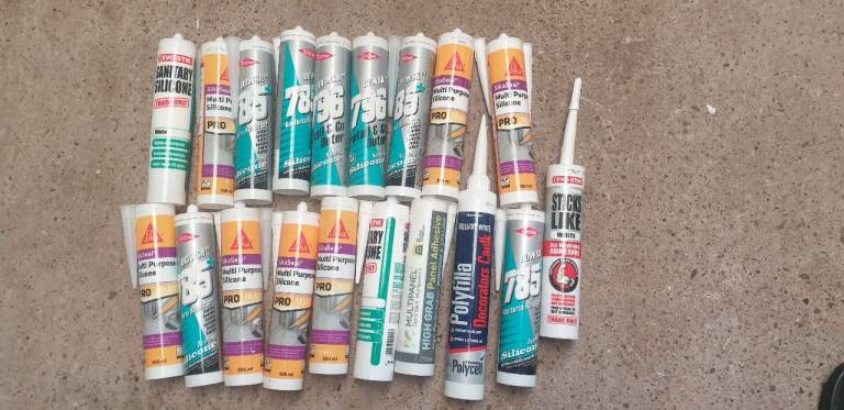 16 Tubes of Clear & White Silicon out of date