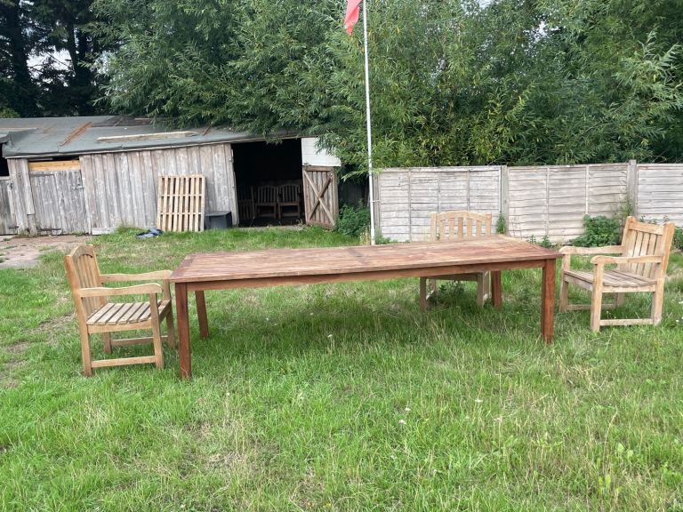 Teak Hardwood Garden Dining Set of Table & 8 Chairs
