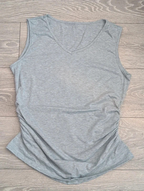 Maternity Grey Ruched Side Sleeveless Tank Top Size XL UK 16 18