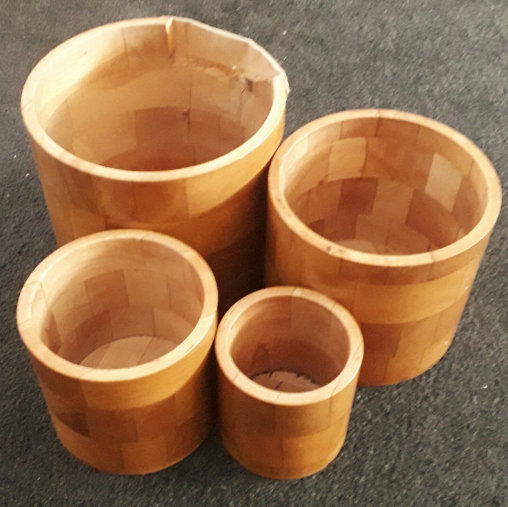 SET OF 4 WOODEN STORAGE CONTAINERS WITH LIDS