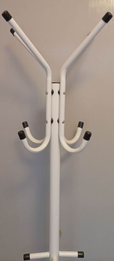 White Metal Coat Stand with Hooks – Good Condition