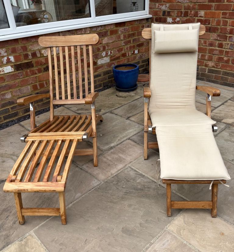 Teak Reclining Steamer folding Garden Chairs
