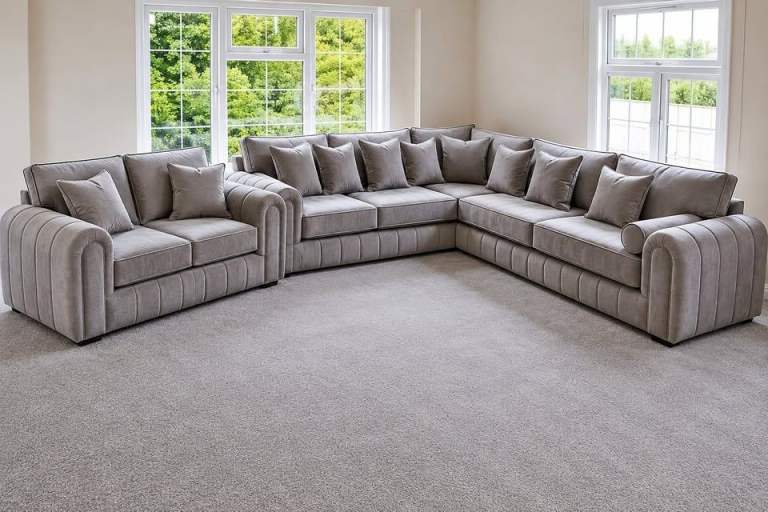 🛋️ Luxury Grey Lilly 3+2 Sofa | Plush Velvet | Modern Designer Sofa Set | Pay on Delivery