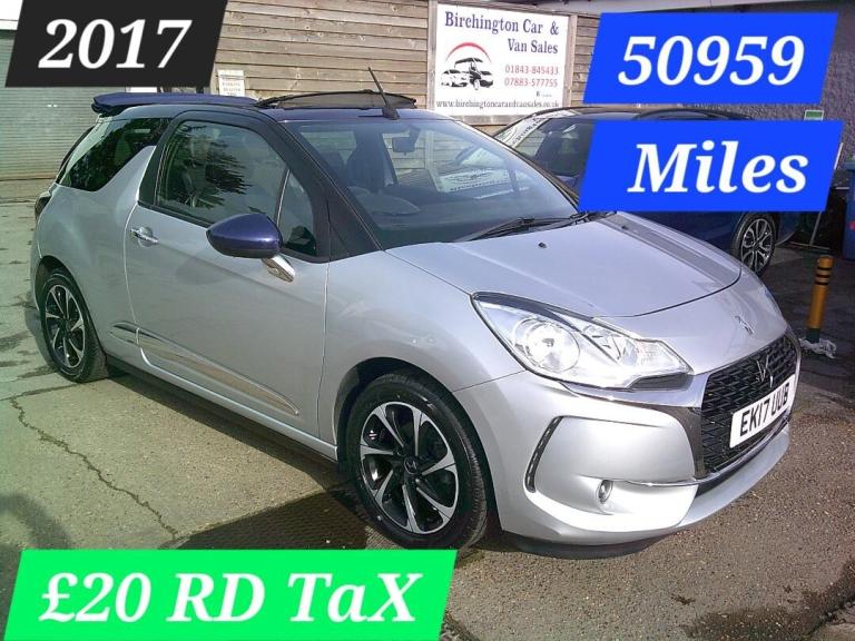 2017 DS Automobiles DS 3 1.2 ELEGANCE **50959 MILES** (£20 RD TAX) FSH CAMBELT DONE VGC CONVERTIB...