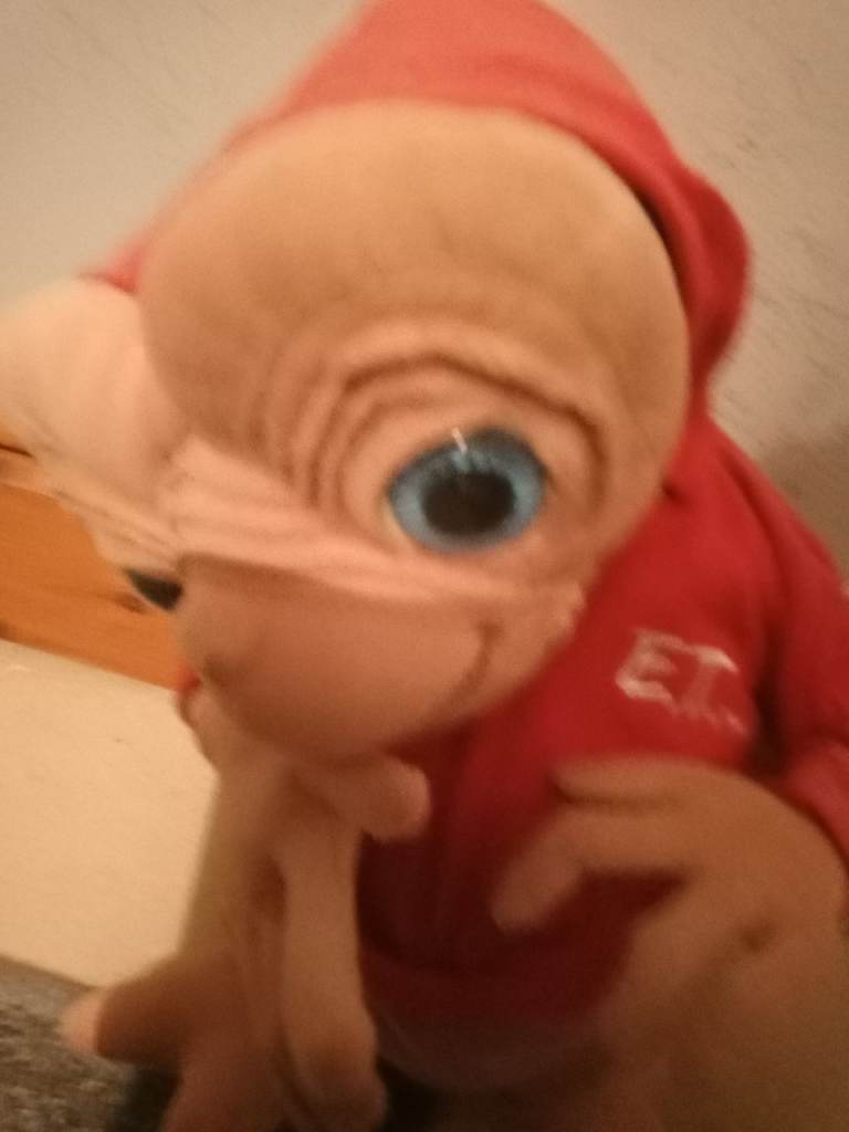 Et the extra terrestrial soft toy wearing red hoodie