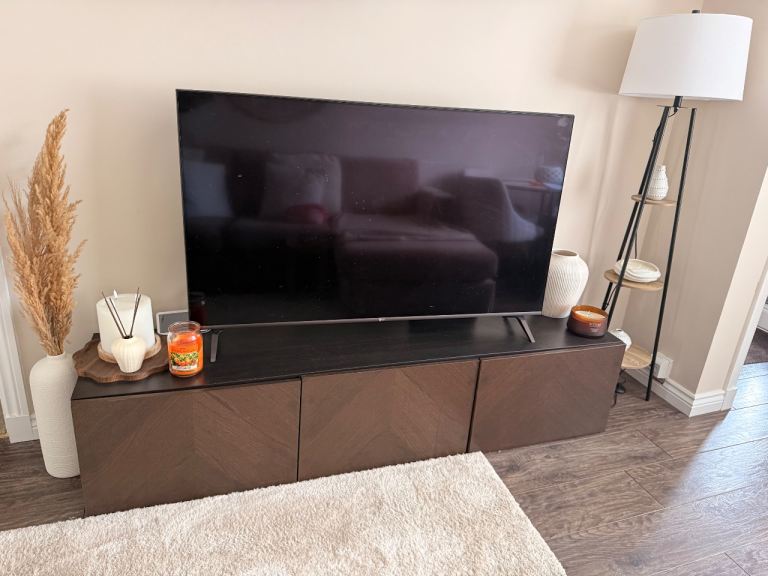 IKEA Dark Wood TV Unit with Walnut Doors – Excellent Condition