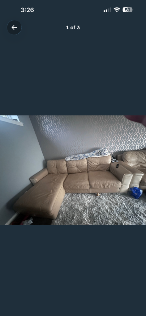 Need gone ASAP L shape sofa bed with 2 seater and arm chair with foot stool 
