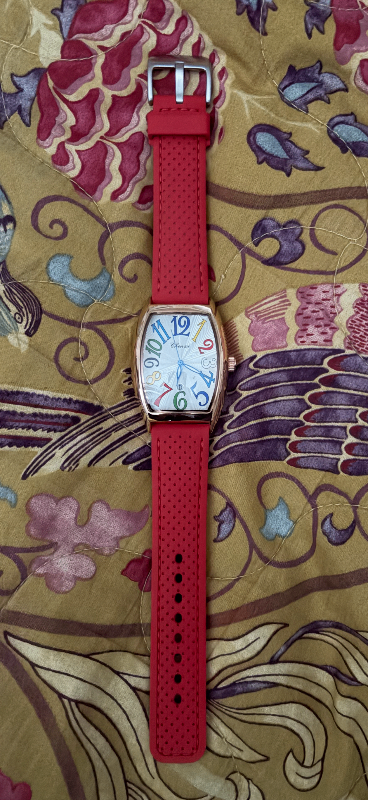 Funky Red Strap Watch with Colourful Numbers