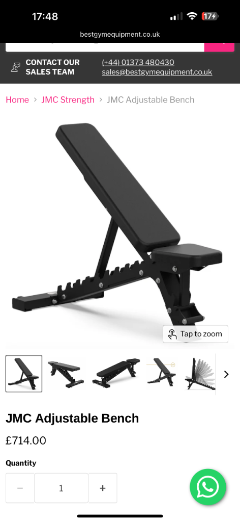 JMC Adjustable Bench – Black, Good Condition