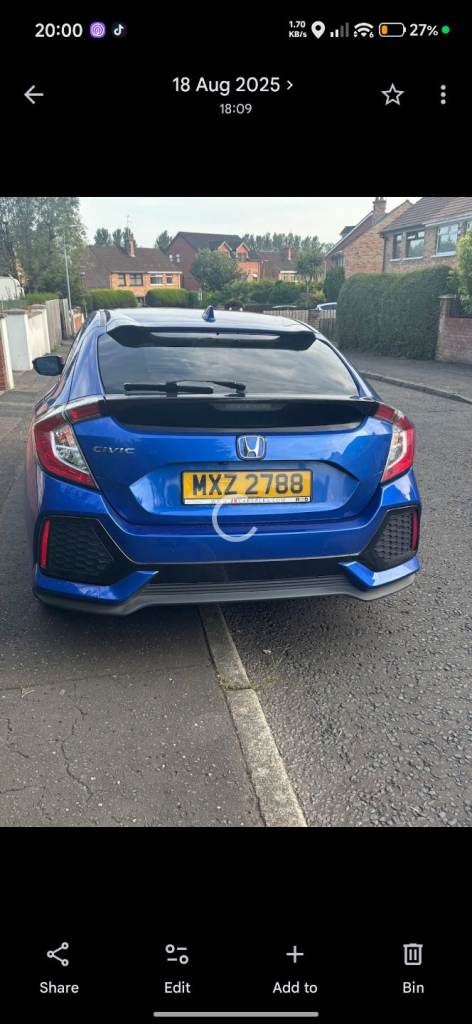 Honda, CIVIC, Hatchback, 2018, Manual, 988 (cc), 5 doors