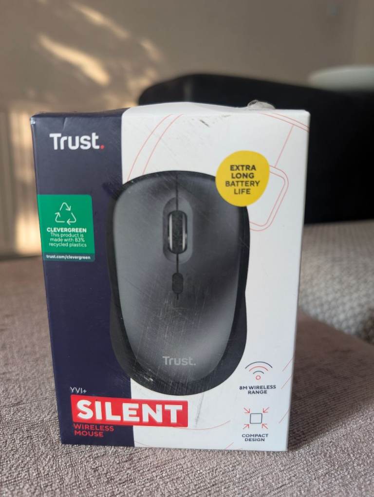 Trust YVI+ Silent Wireless Mouse – Brand New, Black
