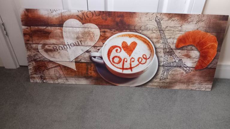 Croissant Coffee Fresh Breakfast Food Table Canvas Print Large Picture Wall Art