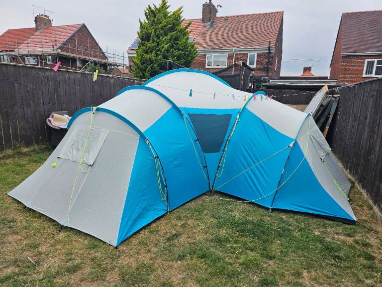 Large Blue Family Tent with Three Separate Sleeping Areas - Good Condition