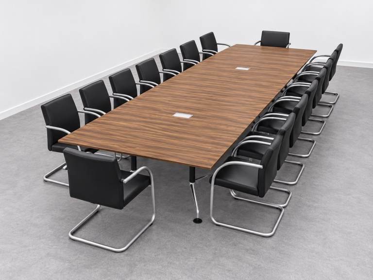 16-18 Person Orangebox Boardroom Table, Walnut / Chrome, Power, L4200mm