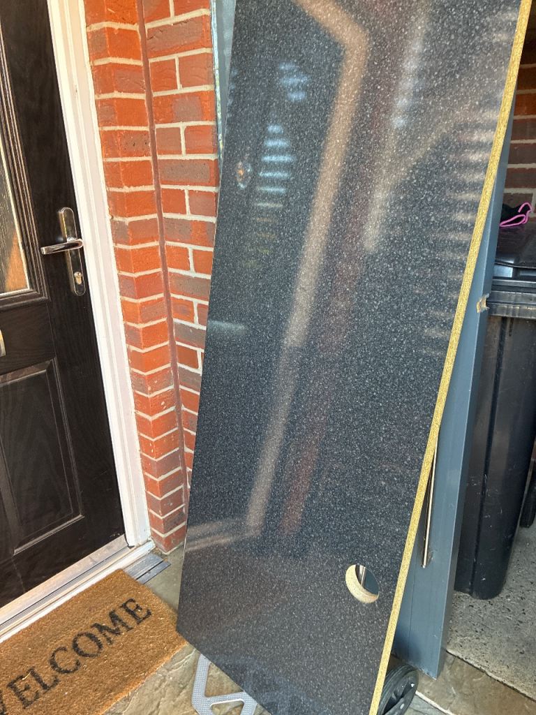 Black Sparkle Kitchen Worktop Piece – Good Condition includes legs 
