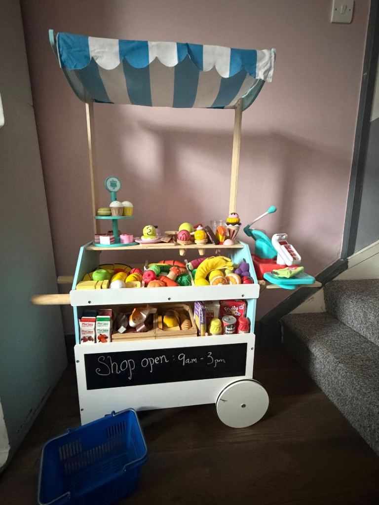 Wooden toy market stall shop