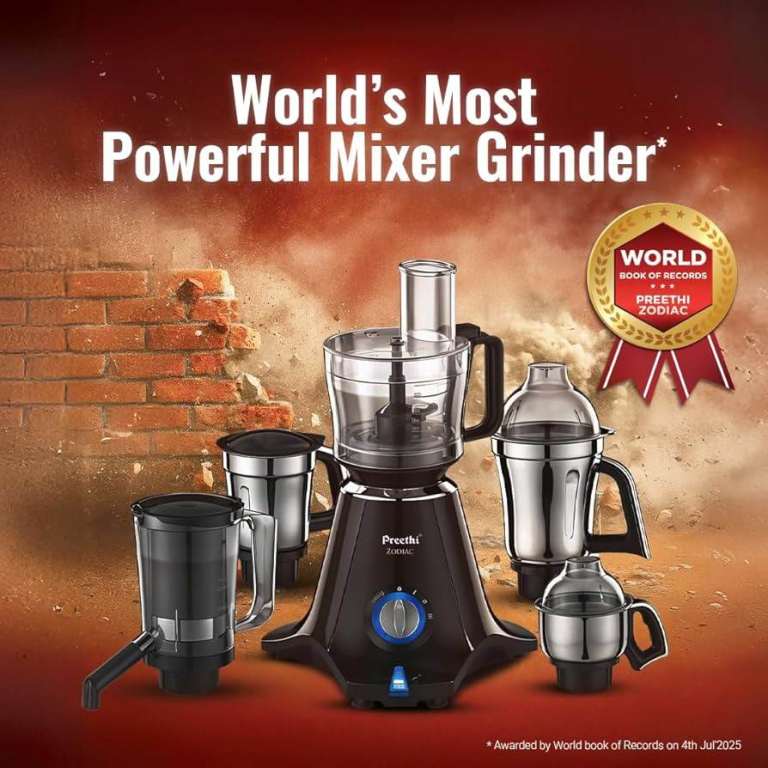 Preethi Zodiac 750 Watt Mixer Grinder with 5 Jars 220 Volt 