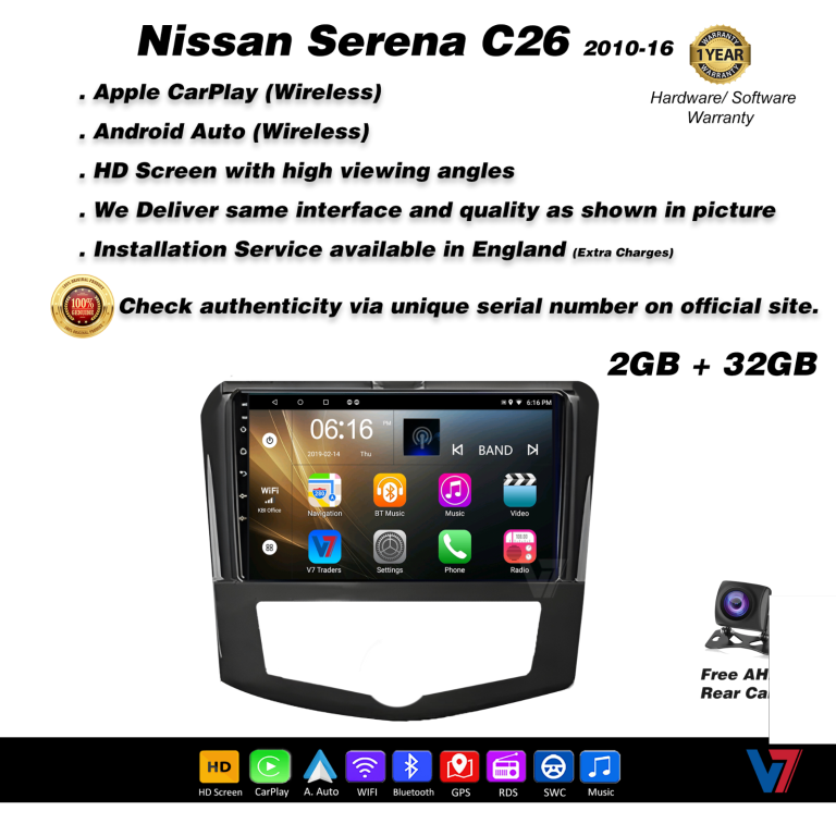 Nissan Serena C26 2010-16 CARPLAY Android Auto HD Screen Head Unit GPS Stereo LCD Panel V7