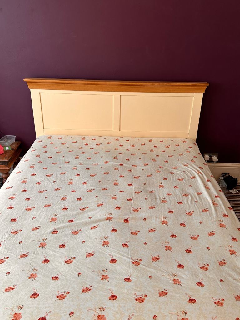 King size oak bed frame and mattress