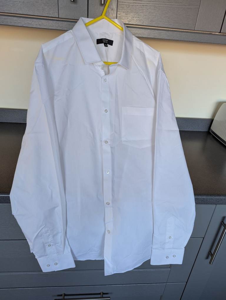 Crisp White Cotton Formal Shirt - 17.5 Collar - Brand New