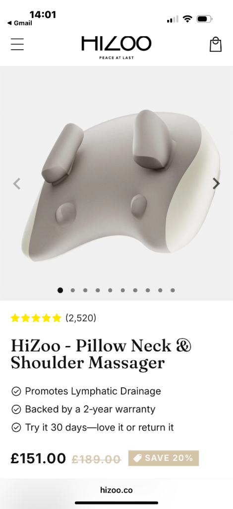 Neck and Shoulder Pillow Massager portable lymphatic drainage 