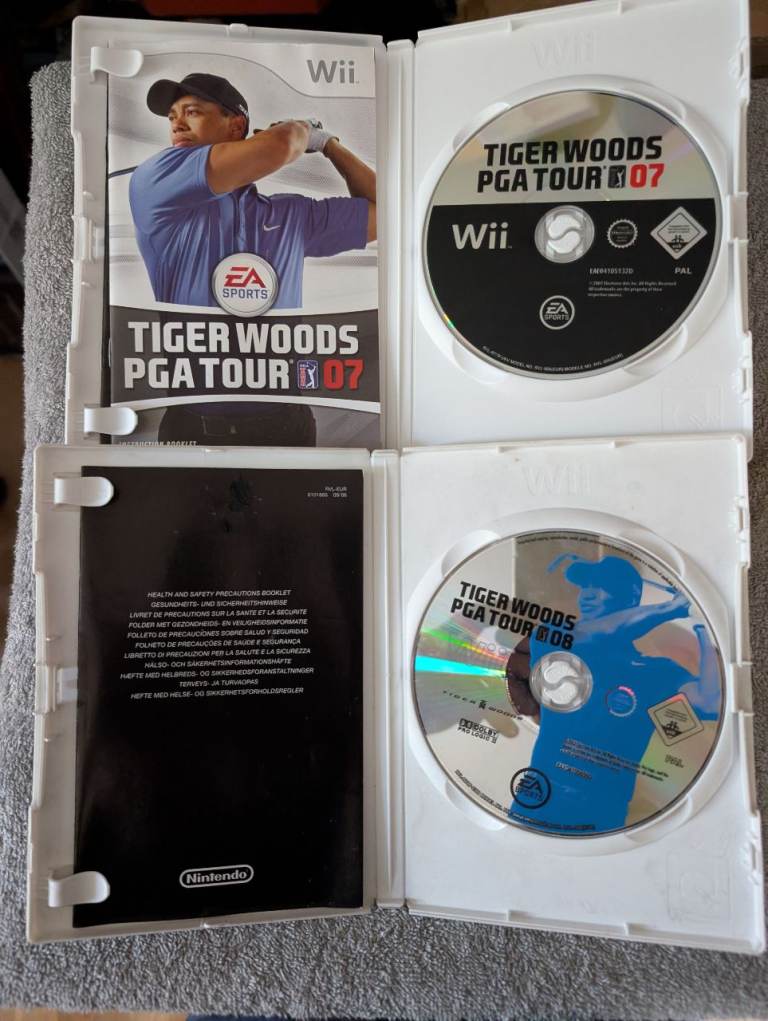 2 x Games : Nintendo Wii - Tiger Woods PGA Tour 07 & Tour 08 - PEGI 3+ Sport Golf PAL