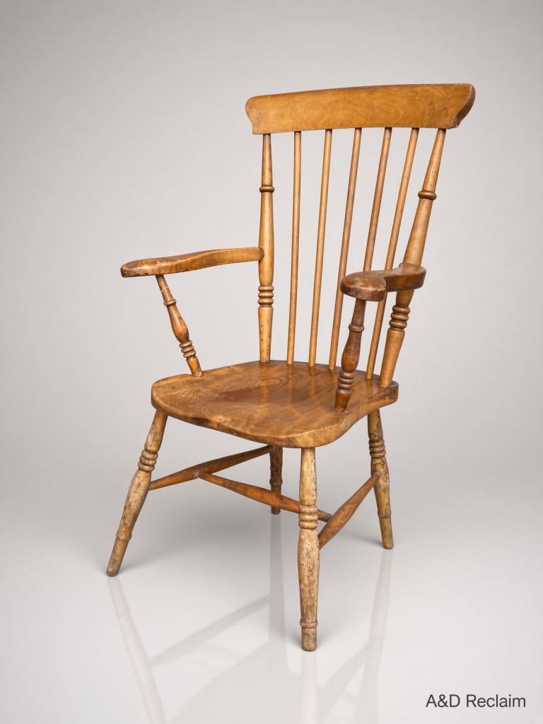 Antique Elm Spindle Back Armchair
