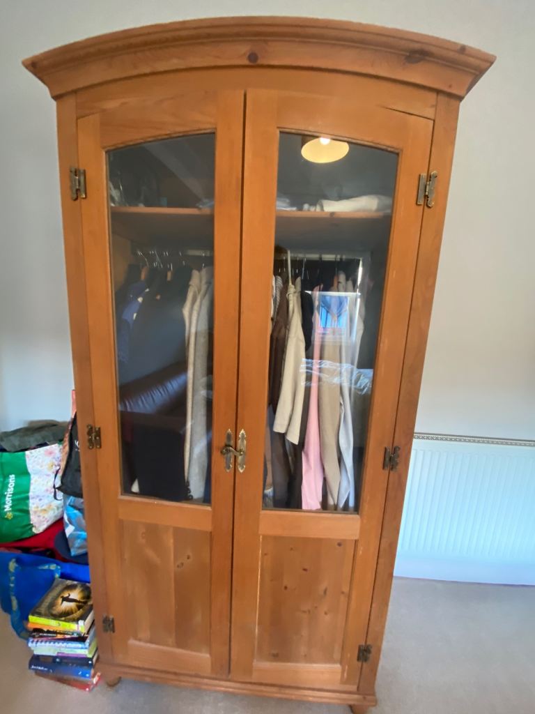 M&S Home Solid Wood Wardrobe with Glass Doors and matching blanket box / chest 