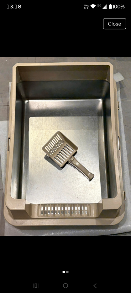 Extra large stainless steel cat litter tray