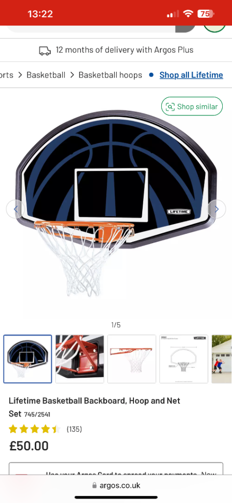 Lifetime Basketball Backboard, Hoop and Net Set