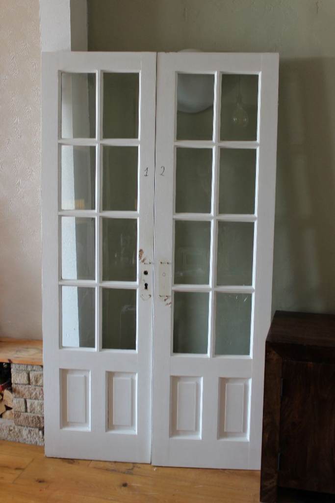 Internal French door in solid wood needs some work 195.6 x 109 cm