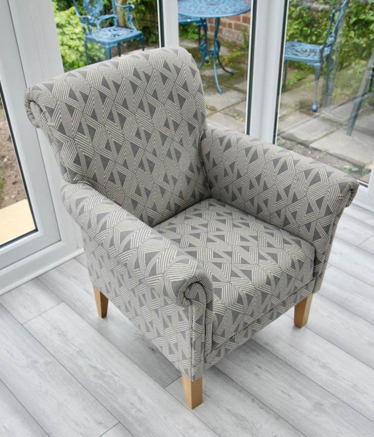 Small Fabric Armchair with Wooden Removable Legs