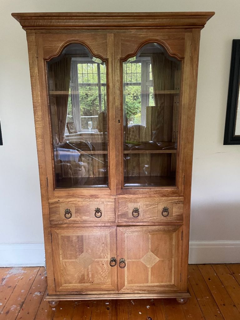 Wooden Display Cabinet with Glass Doors – Good Condition