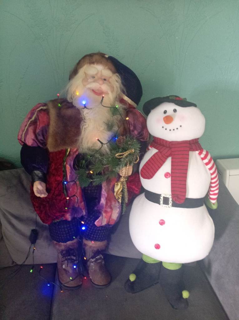 Christmas Santa and Snowman Decorations – Good Condition