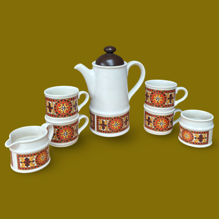 Retro Vintage MCM Sadler England Tea/Coffee Pot set, Cups, Jug, Bowl