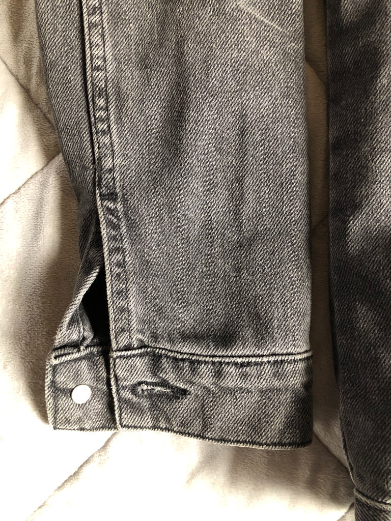 Topshop Moto black denim fleece-lined jacket UK 6 VGC ONO