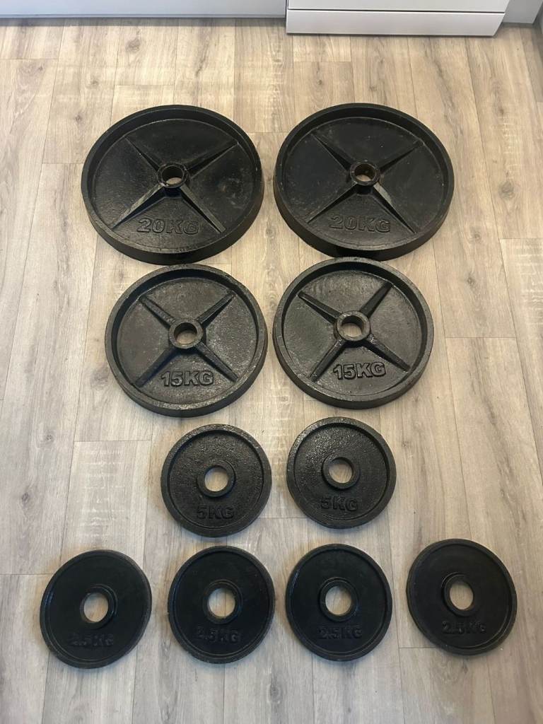 Olympic Deep Dish Cast Iron Olympic Weight Plates 90kg 2x20 2x15 2x5 4x2.5kg
